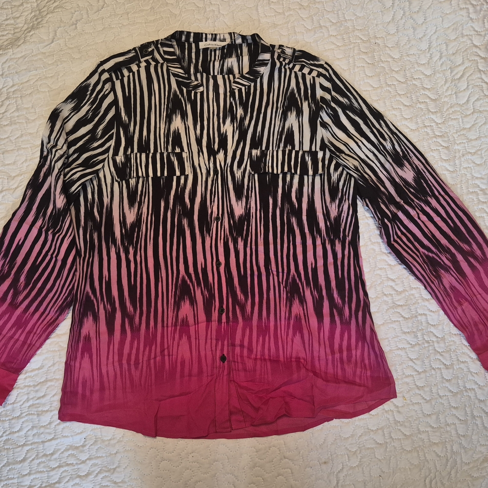 Calvin Klein Black and White Patterned Top